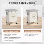 STORAGE MANIAC Commercial Laundry Hamper with Heavy Duty Steel Frame, 160 L Industrial Laundry Basket Cart with Wheels for Hotel, Home, Laundry Room, 18''L x 18''W x 31''H, Medium Beige
