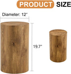 Round Side Table with Imitation Wood Grain, 12" Diameter x 19.7" Height, Modern Cylindrical Design, Sturdy Base with Anti-Slip Feet, Perfect for Living Room, Bedroom, or Office, Wood