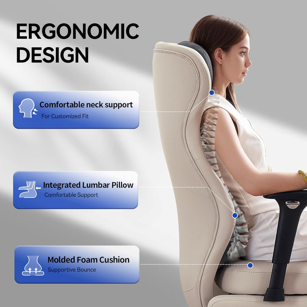 EMIAH Ergonomic Office Chair with Foot Rest Reclining Office Chair with Adjustable Arms and Headrest High Back Gaming Chair with Lumbar Support, PU Leather(Beige)