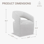 KISLOT Upholstered Dining Chairs with Casters, No Assembly Modern Barrel Armchair with Rollers for Dining Room, Bedroom, Living Room, Reading Room, Home Office, Set of 2, Light Grey