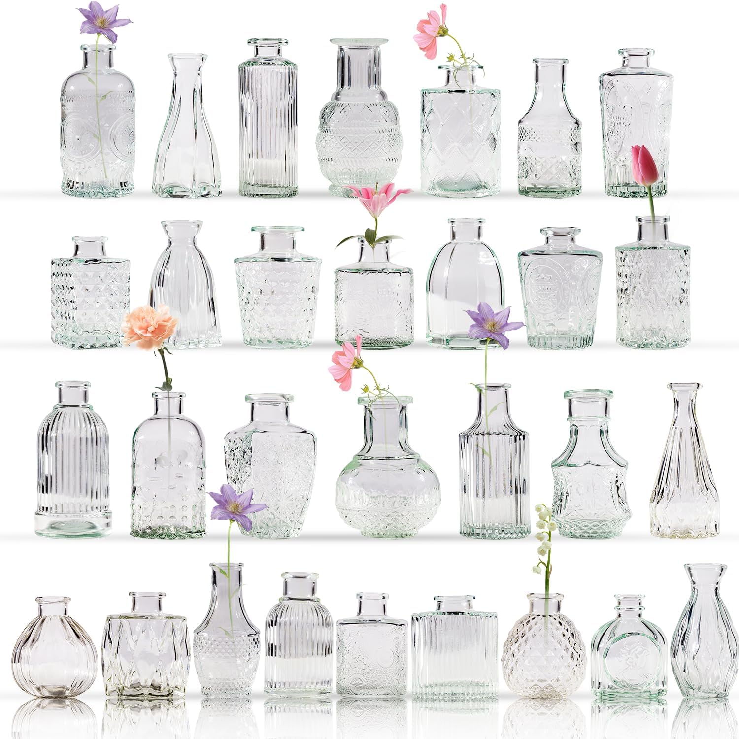 80 Pcs Bud Vase Set, Vases for Centerpieces, Cute Glass Bud Vases in Bulk, Small Vases for Flowers, Clear Vase Set for Wedding Decorations, Home Table Flower Décor