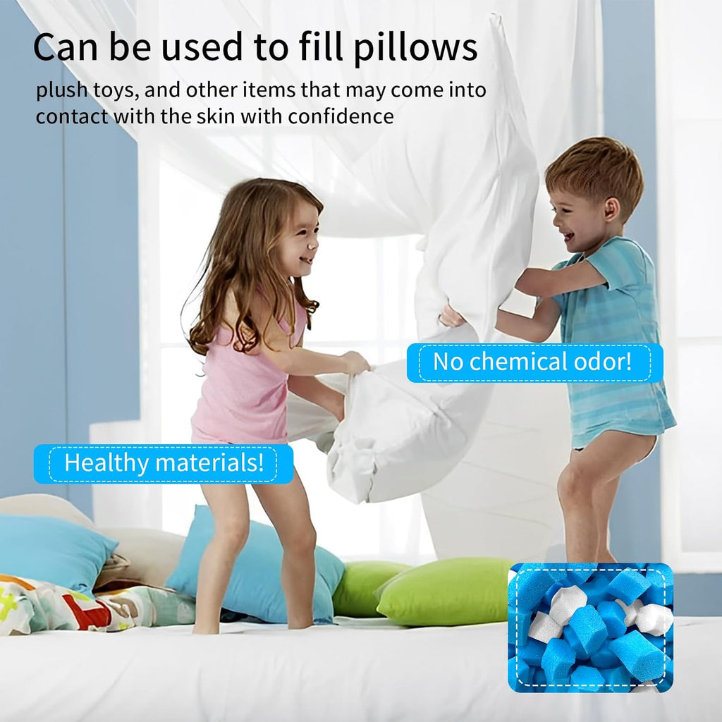 10lbs Bean Bag Filler, Pillow Bean Bag Stuffing Filling, Shredded Memory Foam Filling, Punching Bag Filler, Foam Refill for Pouf/Ottoman Stuffing/Couch/Boxing Bag, Added Gel Particles