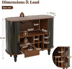 LUMISOL 39" Mid-Century Modern Fluted Wine Bar Cabinet, Wine and Coffee Bar Cabinet with 6-Bottle Wine Rack and 3 Glass Holders, Large Storage Drawer and Side Hidden Storage, Black