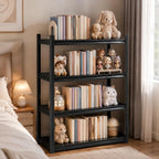4 Tier Metal Bookshelf, Adjustable Tall Bookcase, Heavy Duty 2400 LBS Modern Deep Book Shelf, Bolt-Free Storage Shelves for Living Room, Home Office, Garage, 31.5" Wx 11.8" Dx 44.1" H