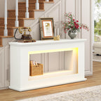 Loomie 63” Long Console Tables for Entryway, Narrow Long Entry Table with LED Lights, 2-Tier Sofa Table Behind Couch, Modern Hallway Accent Table for Living Room, Entrance (White)