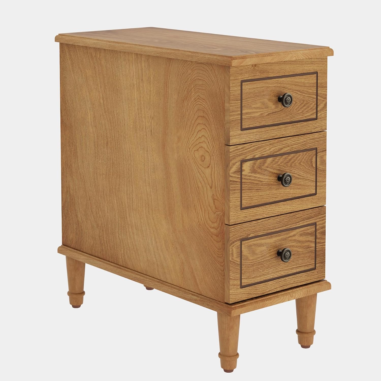 Tribesigns Solid Wood End Table, Fully Assembled Narrow Side Table with Drawers, Pre-Assembled Nightstand Slim Bedside Table for Small Spaces, Living Room, Bedroom, Wood