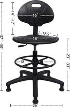 TAKE UR SEAT® Deluxe Drafting Lab Stool Chair, 18'' Adjustable Footring, 10'' Adjustable Height, 450 lbs seat Capacity, Heavy Duty, Shipped Within 24 Hours (Glide Non-Rolling)