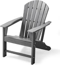 Farmhouse Adirondack Chair Wood Texture, Poly Lumber Patio Chairs, Pre-Assembled Weather Resistant Outdoor Chairs for Pool, Deck, Backyard, Garden, Fire Pit Seating, Slate Gray