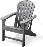 Farmhouse Adirondack Chair Wood Texture, Poly Lumber Patio Chairs, Pre-Assembled Weather Resistant Outdoor Chairs for Pool, Deck, Backyard, Garden, Fire Pit Seating, Slate Gray