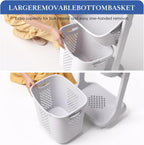 4-Tier Vertical Laundry Hamper Sorter with Wheels, Removable Vertical Rolling Laundry Basket, 4 Section Sorters Cart for Small Space, Dorm, Closet, Bathroom Grey-4Layer