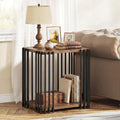 Giantex 2-Tier Wood Side Table - Narrow Sofa Couch End Table with Open Storage Shelves & Unique Metal Frame, Rustic Night Stand for Bedroom Living Room (1)