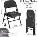 Set of 4 Folding Chairs with Cushion, No Assembly Wedding Chair, 280 LBS Capacity, Padded Folding Chairs 2 Pack for Banquet, Party, Picnic, Outdoor & Indoor Events, Black
