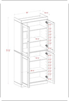 Palace Imports 100% Solid Wood 32"" Pantry Cabinet with Raised Panel, Clear Glass Doors & Adjustable Shelves