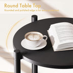 Side Table, End Table Small Round Table Sofa Bedside Table Mini Coffee Accent Table, Farmhouse Wood End Table Stand, Nightstand for Small Spaces, Living Room, Bedroom, Office, Black