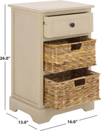 SAFAVIEH Furniture - Carrie 3-Shelf Side Table - Sand - Solid Wood - Farmhouse Tiered Design - Ideal for Living Room, Entryway, Home Office, 16" W x 13" D x 26" H - Fully Assembled (AMH5700J)