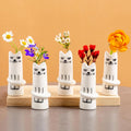 MOUGIGI Set of 5 Cat Flower Vase Bud Ceramic Small Cute Mini Handmade Decor - Unique Modern Tiny Wedding Party Birthday Gift - Bulk Trendy Pretty Little Vases