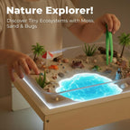 bopoobo Light Table for Kids -Sand Painting Light Box All-in-One Sandbox Alternative with Tracing Light Box, 10 Dimming Levels & 50+ Pieces(USB)