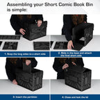 BCW Short Comic Book Bin | Holds 150 Comics | Stackable Plastic Storage | Acid-Free Organizer | Black, 10 Pack