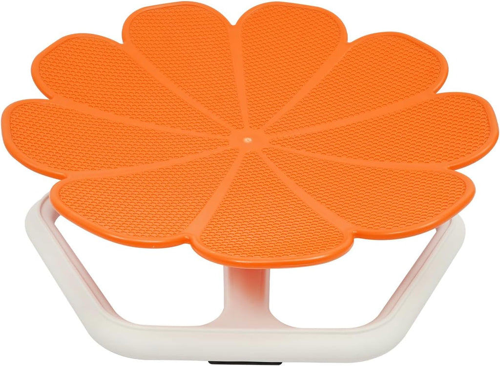 Kids Sensory Swivel Chair, 330 lbs Flower Shape 360° Spinning Seat for Autistic Kids & ADHD Children, Sit and Spin Toy for Balance Coordination, Non-Slip Silicone Base (Orange)