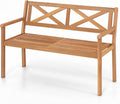 Giantex 2-Person Outdoor Bench, 47" Patio Acacia Wood Loveseat with Slatted Seat, Armrests & X-Shaped Backrest, Wooden Garden Seating for Backyard, Porch, Deck, Poolside