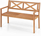 Giantex 2-Person Outdoor Bench, 47" Patio Acacia Wood Loveseat with Slatted Seat, Armrests & X-Shaped Backrest, Wooden Garden Seating for Backyard, Porch, Deck, Poolside
