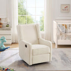 360° Swivel Nursery Glider Recliner Chair, Comfy Upholstered Rocker Recliners for Adults, Modern Ergonomic Nursing Rocking Chair with Footrest and Wingback for Living Room, Bedroom, Lounge, Beige