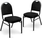 OEF Furnishings OEF9260-BT/2 Commercial-Grade Dome Back Banquet Stack Chair (Black Fabric, Black Powder-Coated Frame, 2-Pack)