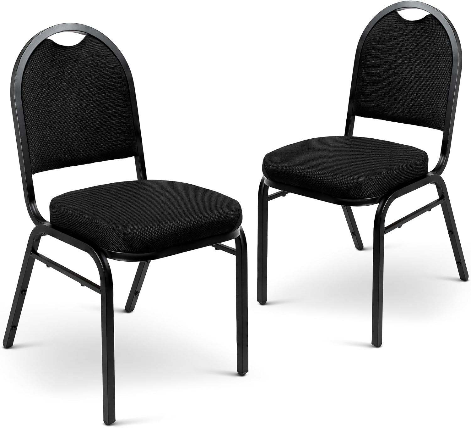 OEF Furnishings OEF9260-BT/2 Commercial-Grade Dome Back Banquet Stack Chair (Black Fabric, Black Powder-Coated Frame, 2-Pack)