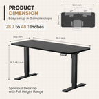 Furmax 55 x 24 Inches Electric Height Adjustable Standing Desk Large Sit Stand Up Desk Home Office Computer Desk Memory Preset with T-Shaped Metal Bracket, Black