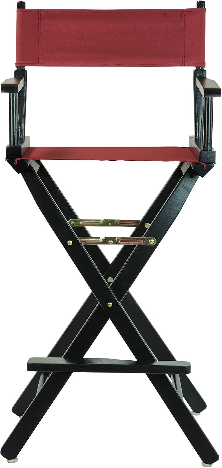 Casual Home 30" Director's Chair Black Frame-with Burgundy Canvas, Bar Height