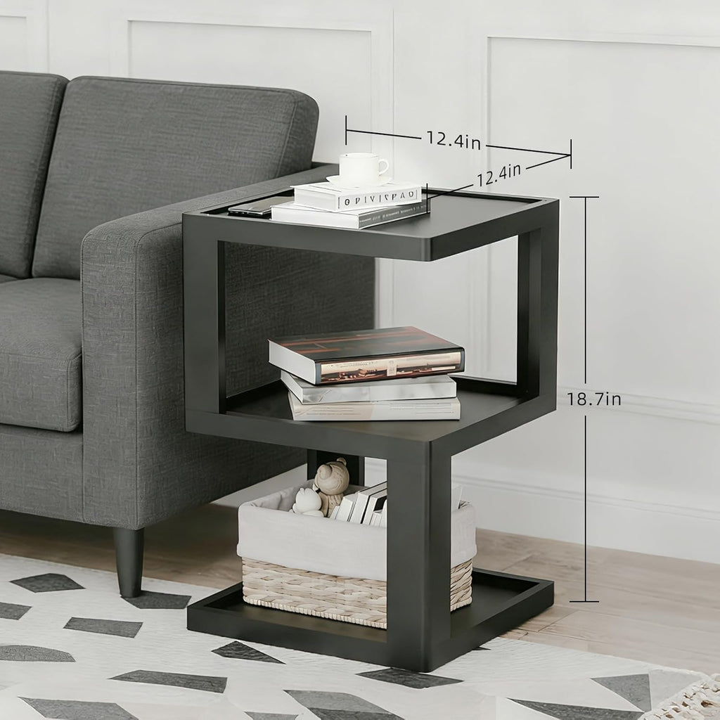 Small Side Table for Living Room, Wood Modern End Table Nightstand for Bedroom, 3-Tier Bedside Night Stand for Home Office Bathroom