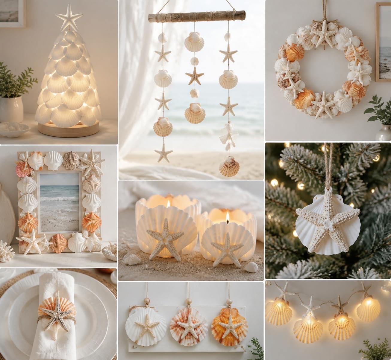 JSPYFITS 2.5-4 Inches Large Starfish and Scallop Shells for Crafts 12PCS, Natural Beach Sea Shells for Crafting, Baking Shells Perfect for White Christmas Decor Beach Party Wedding DIY Crafts