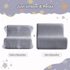 DAICO Toddler Bean Bag Chair Grey Kids Reading Sofa Couch 1-3 Years Old | Toddler Plush Lounge chair with Handle for Playroom & Bedroom, Toddler Foam Couch with Washable Cover for Boys and Girls