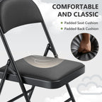 Folding Chair 4 Pack, Comfy PU Leather Padded Folding Chairs for Outside and Indoor, Heavy Duty Portable Foldable Metal Commercial Seat for Home Office, Dorm, Party, Backyard, Lawn, Patio