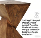 Modern Side Table with Geometric Design, Stylish Accent End Table for Living Room & Bedroom, Contemporary Black Accent Furniture for Home Decor (Natural)