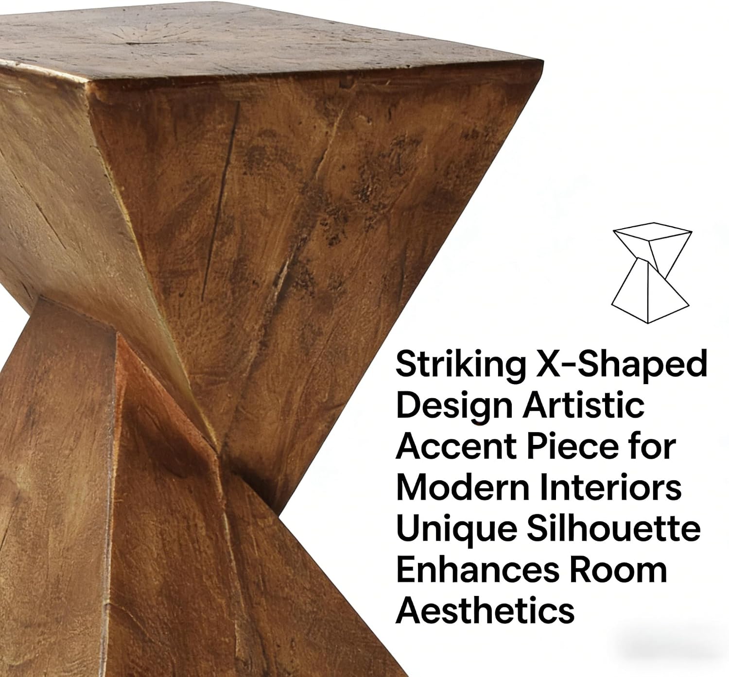 Modern Side Table with Geometric Design, Stylish Accent End Table for Living Room & Bedroom, Contemporary Black Accent Furniture for Home Decor (Natural)