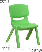 Flash Furniture Whitney 2 Pack Green Plastic Stackable School Chair with 10.5'' Seat Height