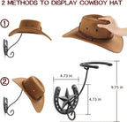 Cowboy Hat Holder for Wall 2 Pack Metal Iron Cowboy Hat Rack Western Hat Hanger Horseshoe Hooks Storage Cowboy Hat Organizer Display Closet Living Room Western Gifts Wall Decor Black