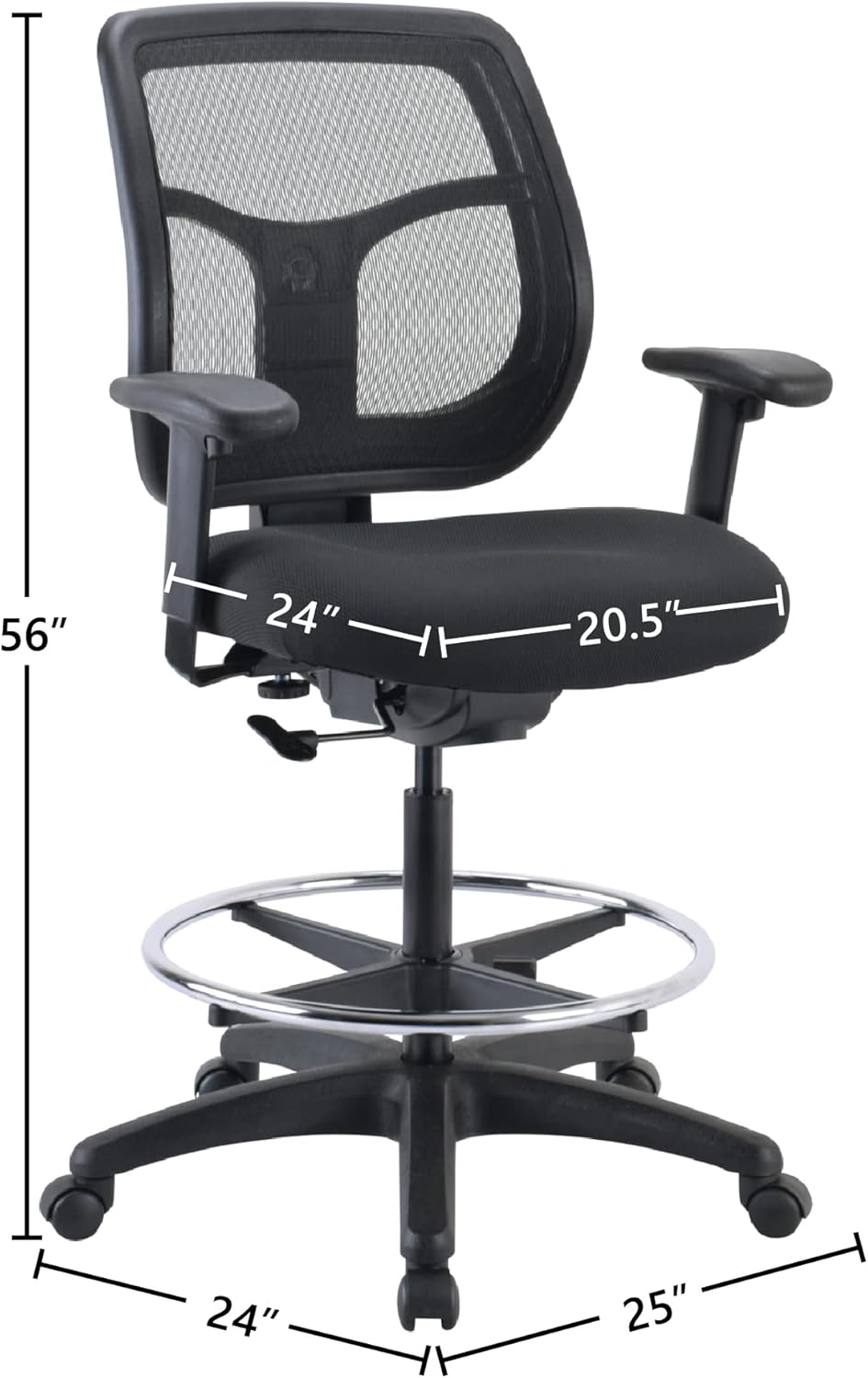 Eurotech Seating Apollo Drafting Stool, Black