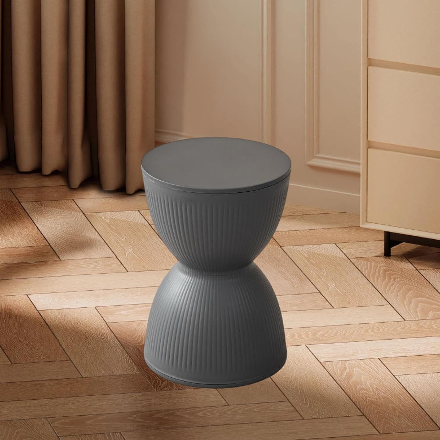 Round Foot Stool Footstool Sitting Change Shoe Stool for Home Bedroom Bedside Nursery, Gray