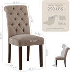 COLAMY Button Tufted Dining Chairs Set of 4, Parsons Upholstered Fabric Dining Room Chairs Kitchen Chairs with Wood Legs and Padded Seat, Taupe