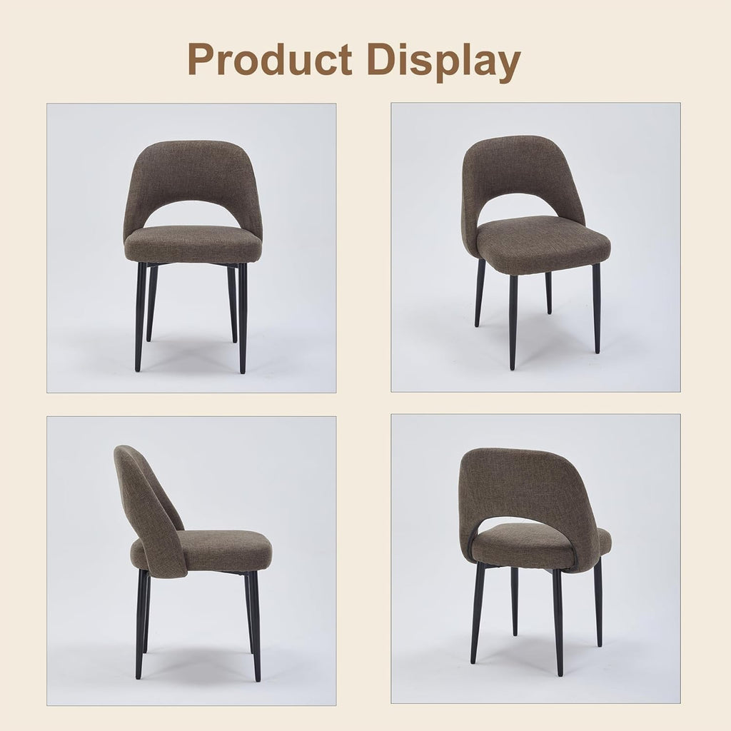 Modern Dining Chairs, Fabric Upholstered Accent Kitchen Chairs with Comfy Padded Seat & Sturdy Metal Legs, Side Farmhouse Chairs for Dining Room, Living Room, Restaurant (Mossy Taupe, Set of 6)