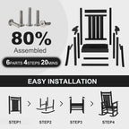 Outdoor HDPE Rocking Chairs, HDPE Oversized Patio Rocking Chairs, All Weather Resistant Porch Rocker, Heavy Duty Front Plastic Rockers for Outside