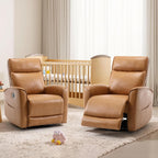 HAOMARKETS Swivel Rocker Recliner Chair Set of 2, Manual Faux Leather Glider Rocking Recliners for Adults, 360° Swivel Nursery Reclining Sofa with Storage Pocket