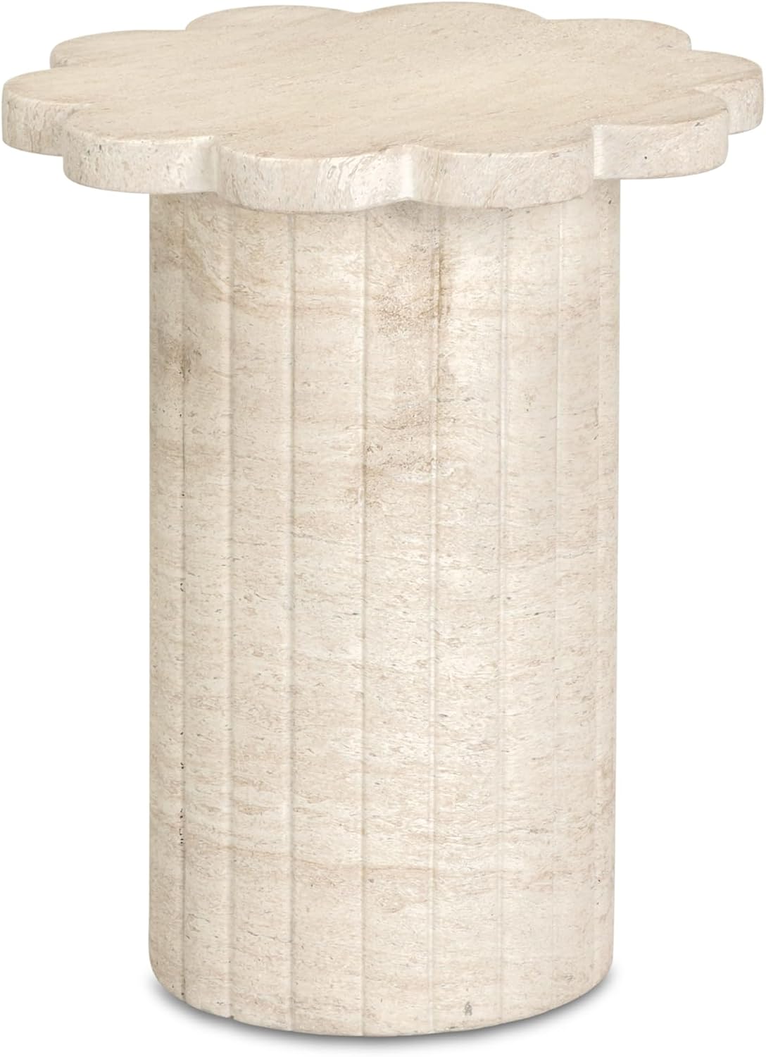 Tov Furniture Blossom Faux Travertine Indoor/Outdoor Concrete Side Table