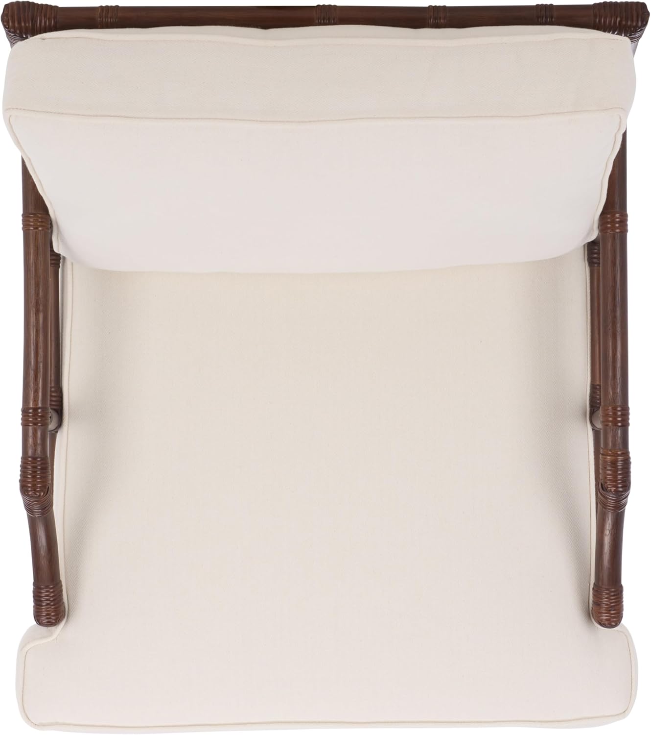 SAFAVIEH Furniture - Kazumi Accent Chair - Coastal Design White Cushion & Chocolate Brown Rattan - Fully Assembled - Ideal for Living Room, Bedroom, Dining Space, 19.7" Seat Height (ACH6508C)