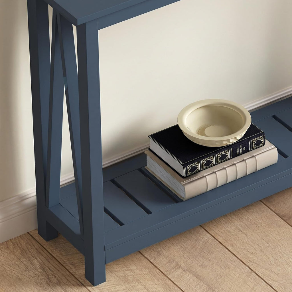 ChooChoo Farmhouse Console Table, Rustic Vintage Narrow Sofa Table for Entryway, Living Room, Hallway, 40 Blue