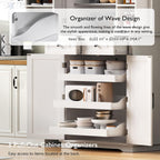 Merax 71" Tall Kitchen Pantry, Farmhouse Storage Cabinet with 6 Door Shelves, 2 Drawers and 3 Adjustable Shelves, Freestanding Rustic Wood Cupboard for Kitchen, Dining Room, White