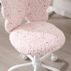Kmax Kids Desk Chair, Faux Fur Butterfly Chair with Wheels Adjustable Fuzzy Kids Office Chair Cute Swivel Childrens Chair for Bedroom Reading Room - Pink