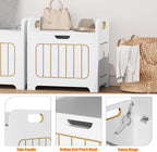 Aenuert White Wooden Storage Chest, Small Cube Storage Box Organizer with Handles, Storage Bin for Books and Clothes, Square Side Table for Entryway, Living Room or Bedroom